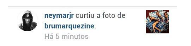 Fãs printam curtidas do casal Bruna Marquezine e Neymar (Foto: Reprodução/Instagram)