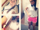 Carolina Portaluppi combina shortinho com tênis para malhar