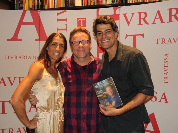 Cynthia Howlett, Claude Troisgros e Eduardo Moscovis em lançamento de livro no Rio (Foto: Rogério Fidalgo/ Ag. News)