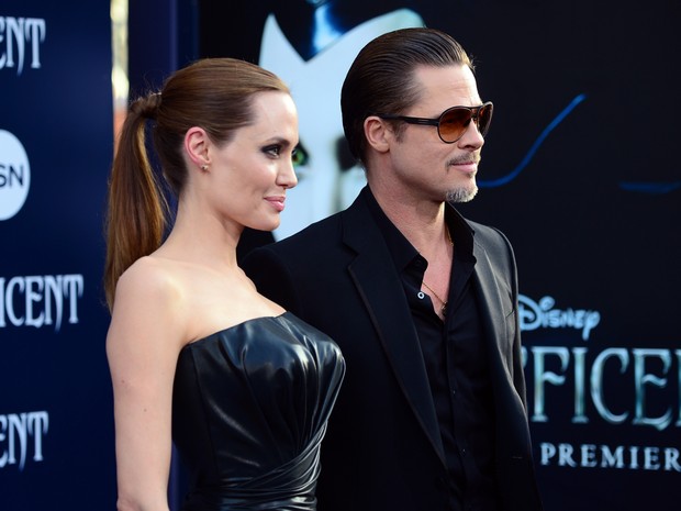 Angelina Jolie e Brad Pitt em première de filme em Los Angeles, nos Estados Unidos (Foto: Kevin Winter/ Getty Images/ AFP)