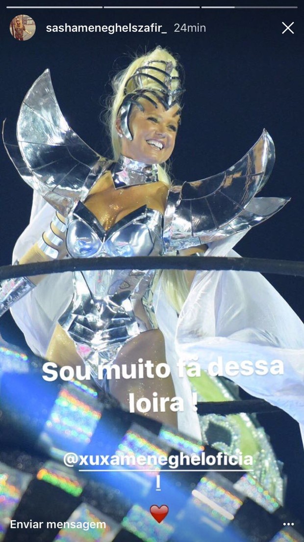 Sasha elogia Xuxa na Sapucaí (Foto: Reprodução do Instagram)