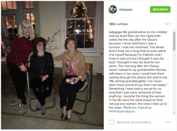 Lady Gaga em post em seu perfil no Instagram (Foto: Reprodução)
