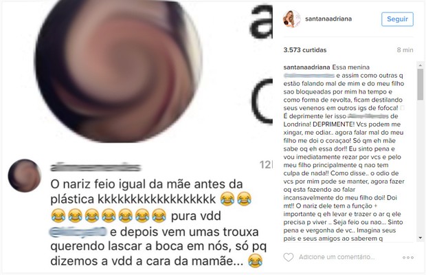 Ex-BBB Adriana critica seguidora (Foto: Instagram / Reprodução)