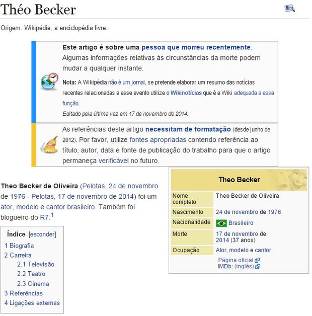 Sobre Theo Becker no wikipedia (Foto: Reprodução / Wikipedia)