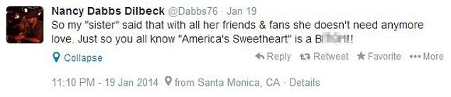 Tweet da irmã de Julia Roberts (Foto: Reprodução/Twitter)