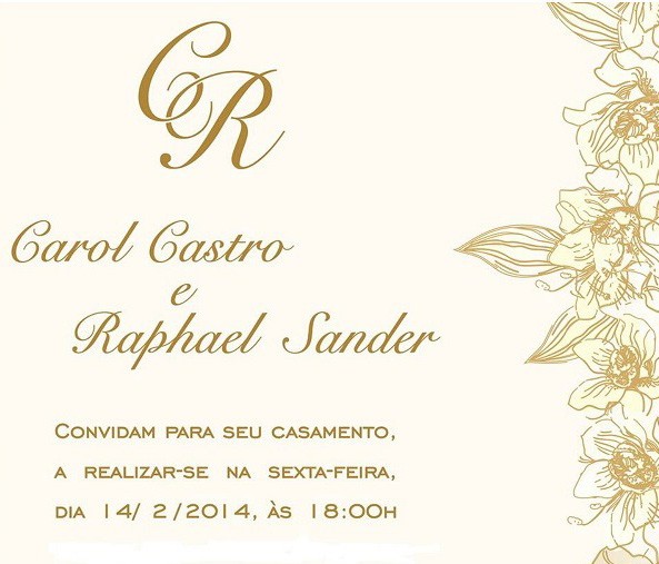 Convite de casamento Carol Castro e Raphael Sander (Foto: Divulgação)
