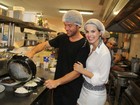 Sthefany e Kayky Brito preparam receita em restaurante no Rio