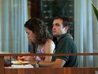Max Fercondini e Amanda Richter almoçam juntos em shopping no Rio