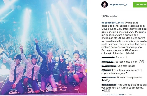 Nego Do Borel deixa de fazer show no Rio (Foto: reprodução/instagram)