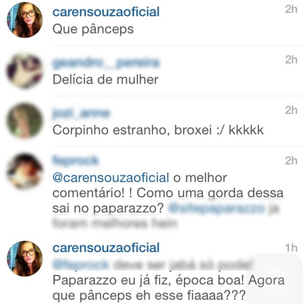 Caren Souza, ex-Malícia, critica foto de Geisy Arruda  (Foto: Instagram / Reprodução)