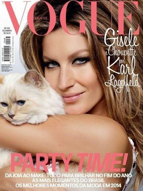 Gisele Bündchen com Choupette na capa da &quot;Vogue&quot; de dezembro de 2014 (Foto: Divulgação)