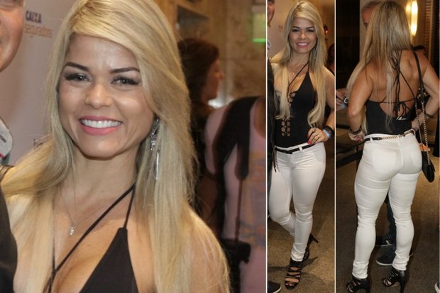 Cristianne Rodriguez, a namorada saradona dde Kadu Moliterno em festa no Rio (Foto: Isac Luz/EGO)