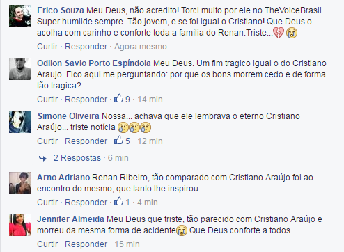 Fãs de Renan Ribeiro o comparam à Cristiano Araújo (Foto: Reprodução/ Facebook)