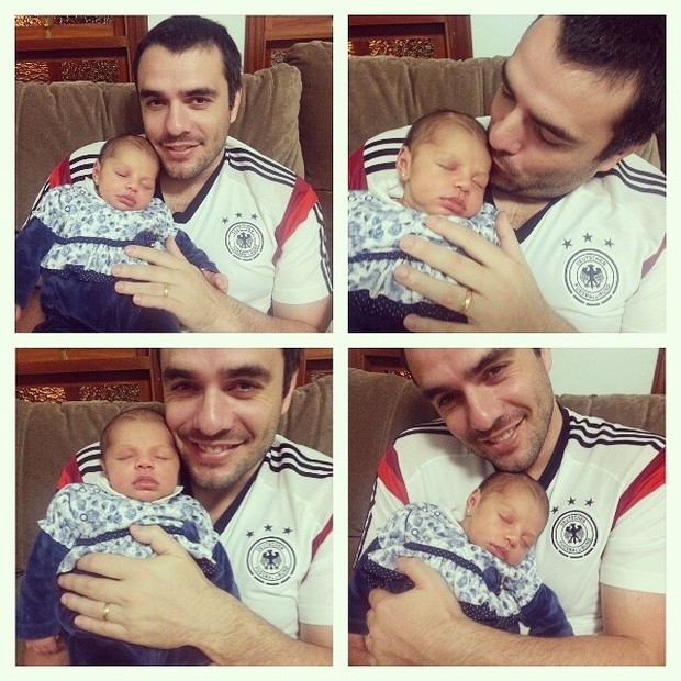 Daniel Saullo posa com a filha recém-nascida, Anita (Foto: Instagram/ Reprodução)